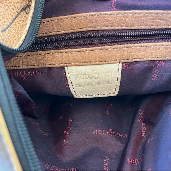 Anuschka V Top Hand Painted Peacock Leather Hobo Shoulder Bag - Picture 10 of 16